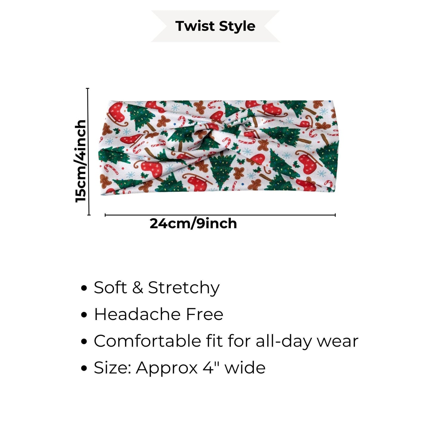 Christmas Twist Headband: Festive Holiday Print, Nurse Headband