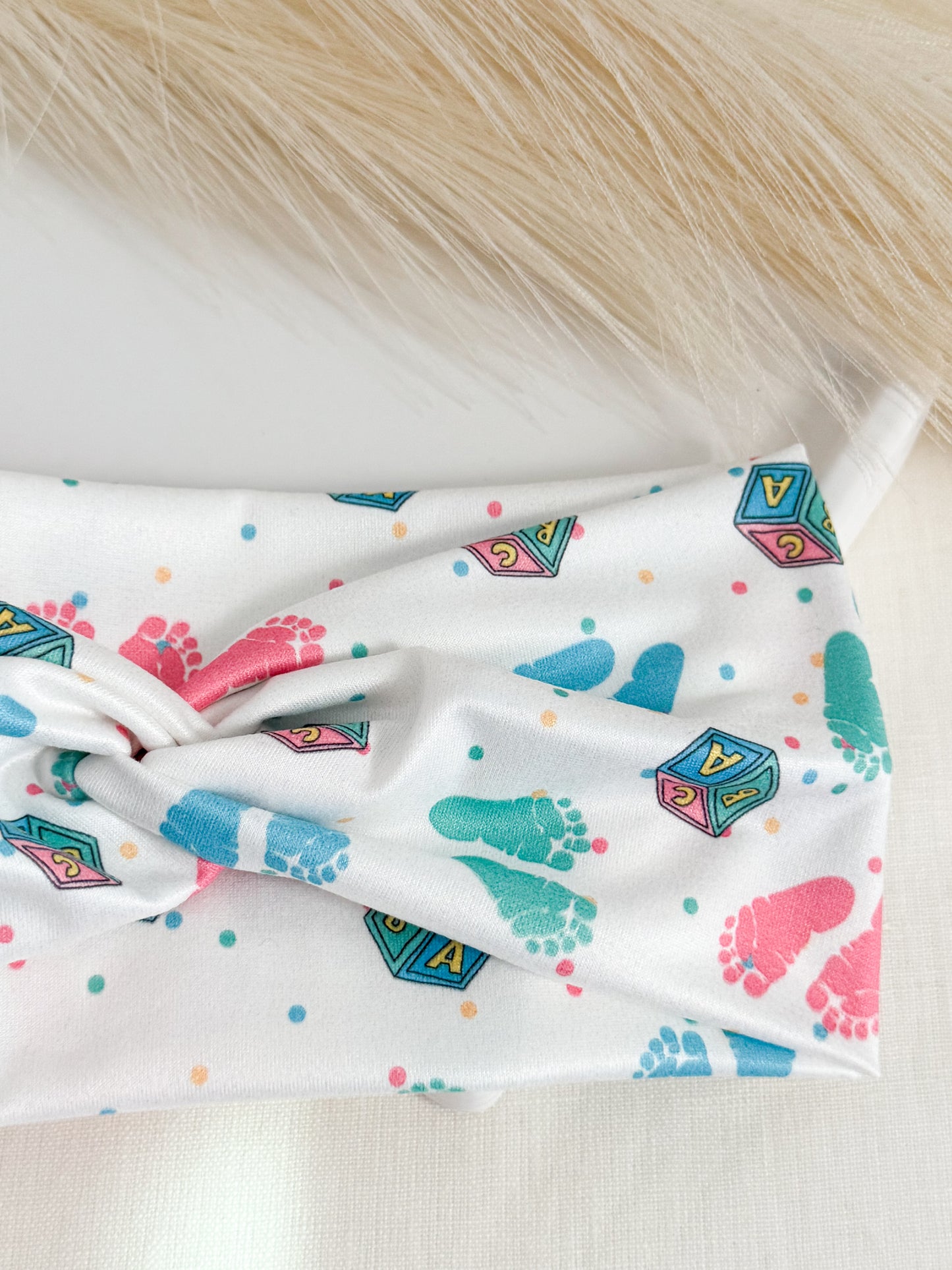 L&D Baby Footprint Nurse Headband – Labor & Delivery Handmade Headband