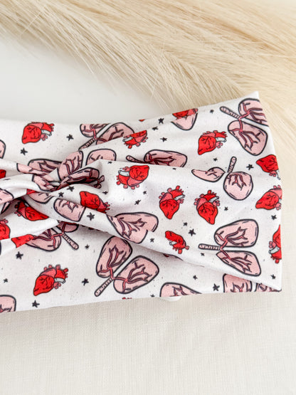 Lungs & Hearts Twist Headband for Healthcare Workers