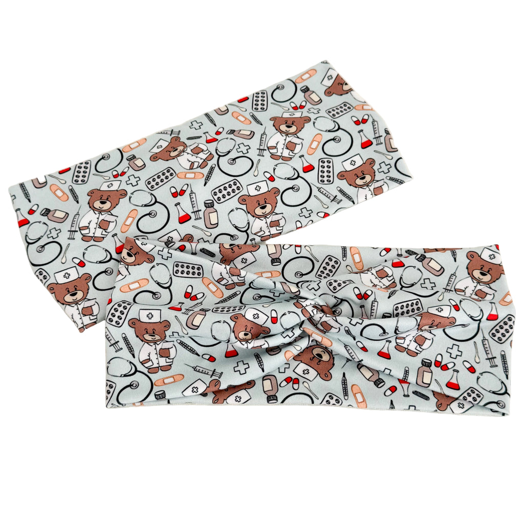 Doctor Bear Twist Headband – Handmade Gift for Doctors, Residents & Medical Students
