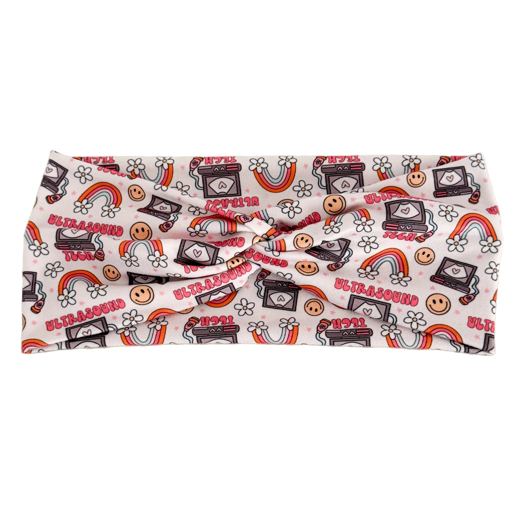 Ultrasound tech print twist headband for sonographers and ultrasound techs – handmade by Headband Studio