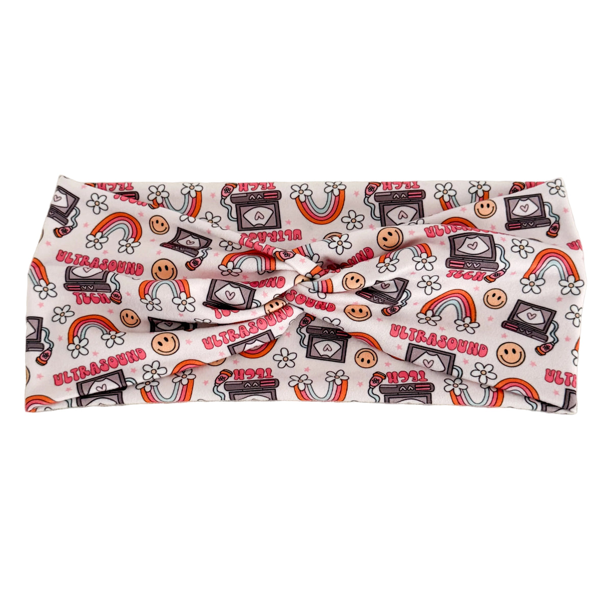 Ultrasound tech print twist headband for sonographers and ultrasound techs – handmade by Headband Studio