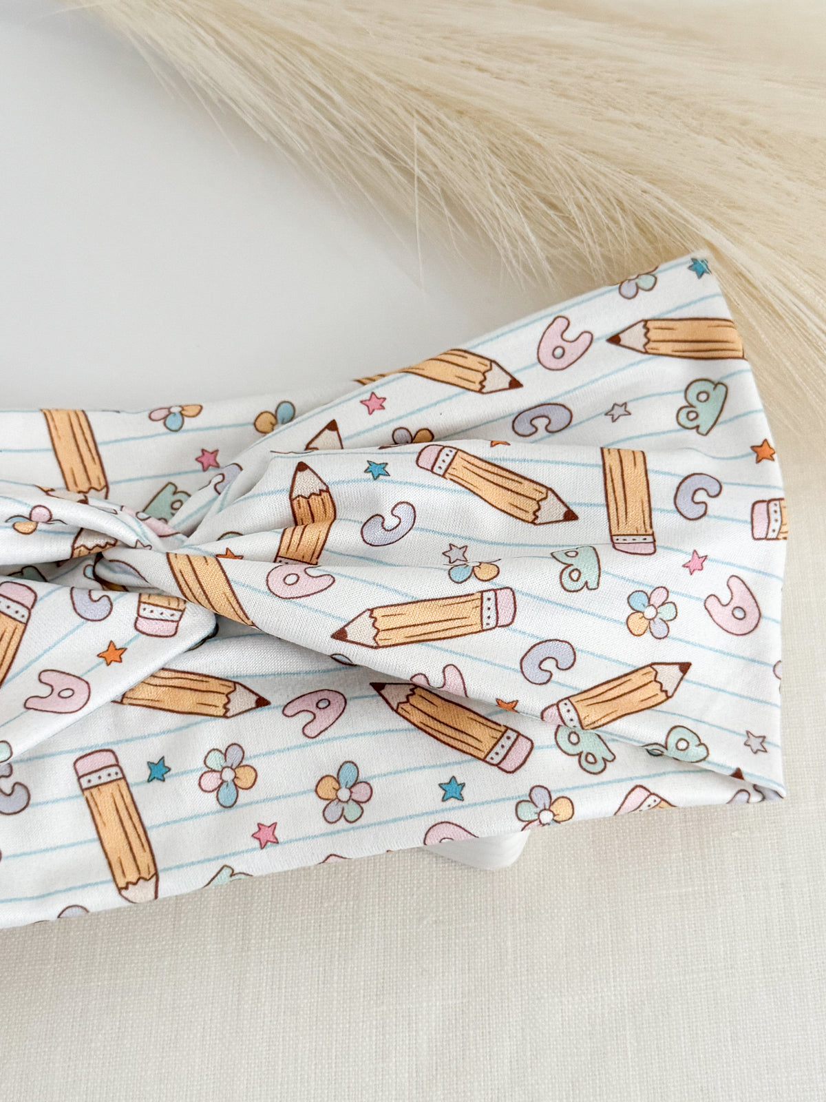 Notebook Paper Pencil Knotted Headband