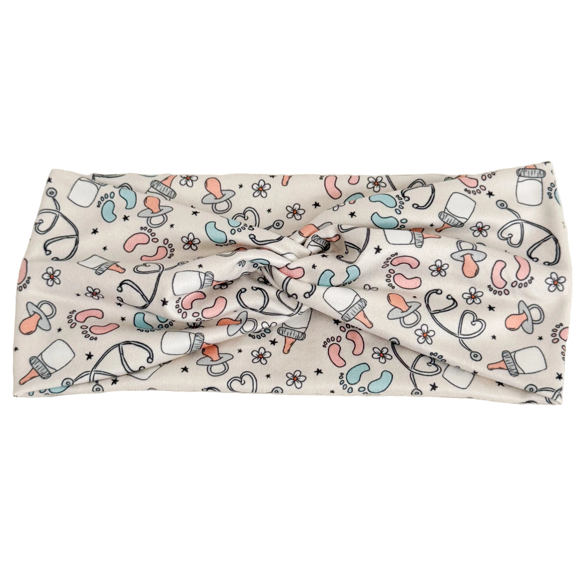 NICU-print twist headband for nurses – handmade by Headband Studio