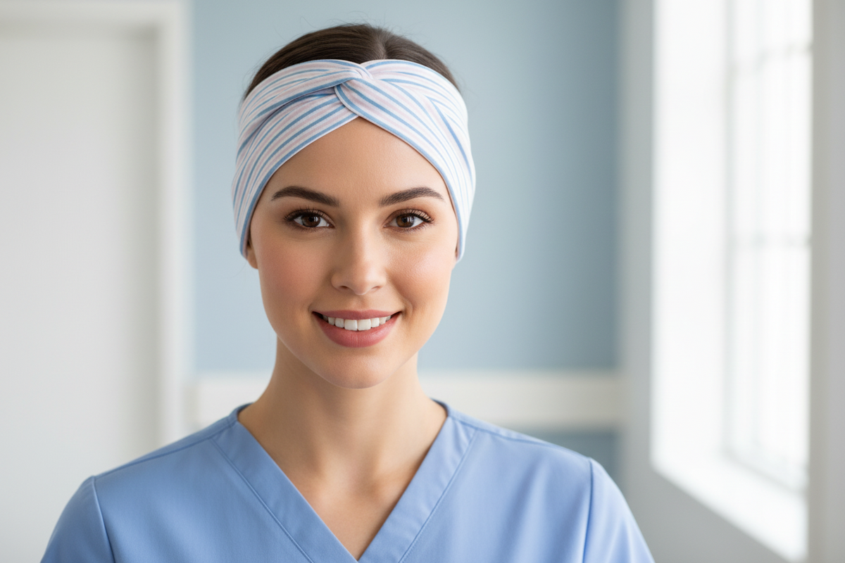 Newborn stripes print twist headband for labor & delivery nurses – handmade by Headband Studio