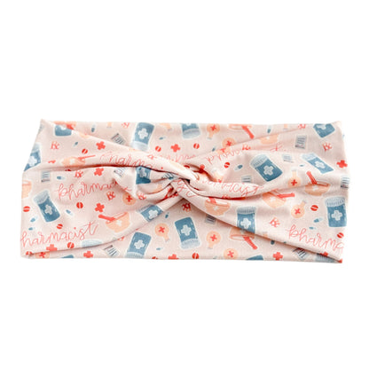 Pharmacy Twist Headband – Pill & Rx Print Hair Accessory for Pharmacists & Techs Headband Studio