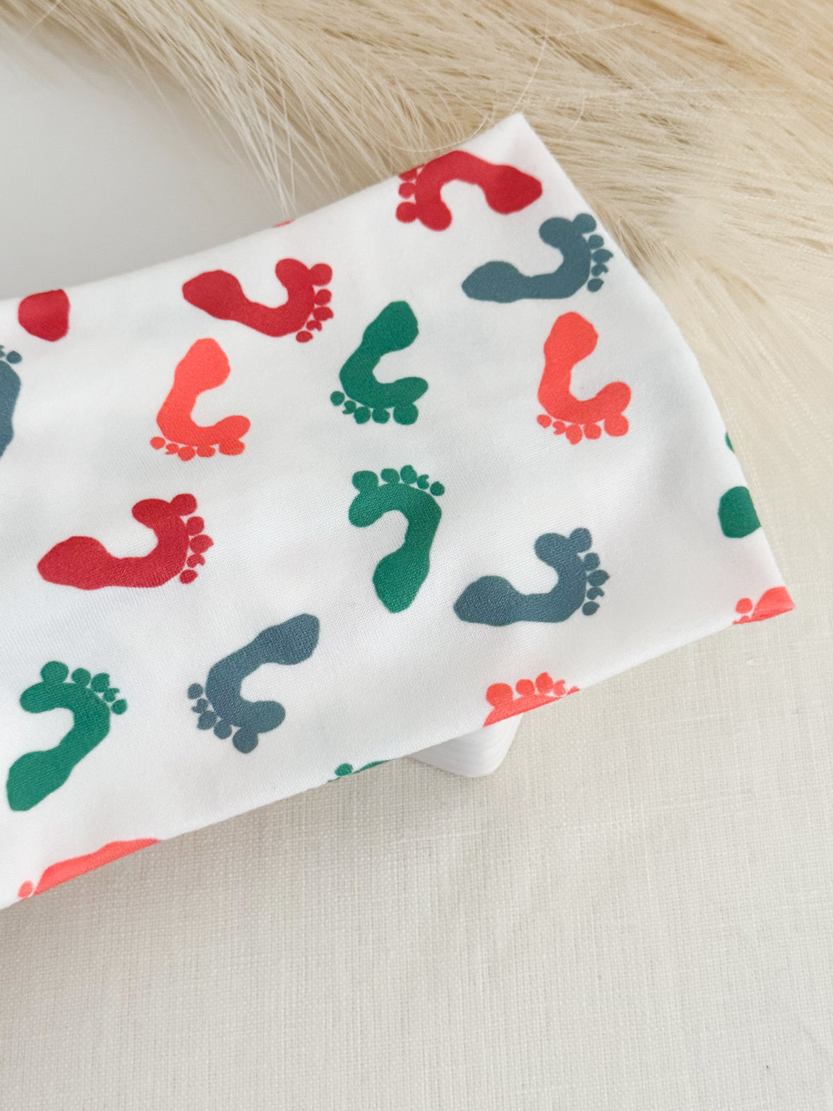 Baby feet print twist headband for labor & delivery and NICU nurses – handmade by Headband Studio