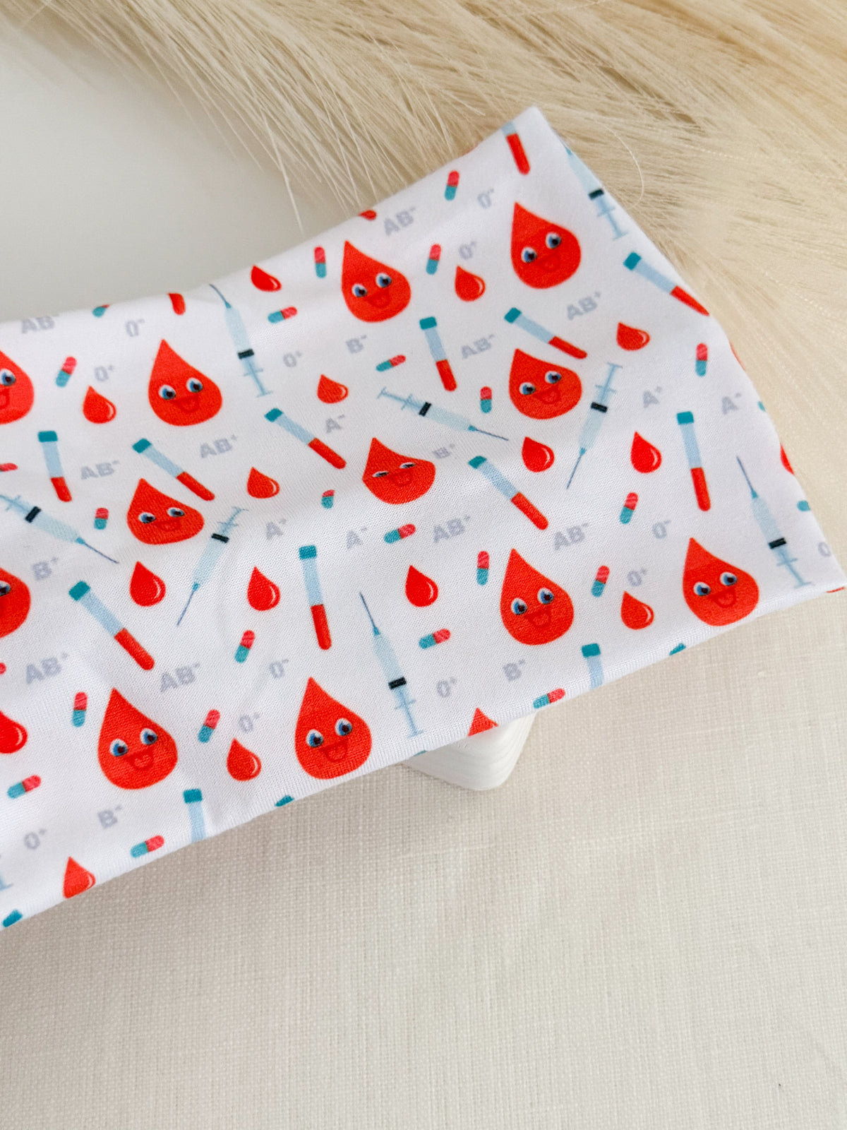 Blood Drops & Syringes Phlebotomy Headband – Handmade Gift for Phlebotomists
