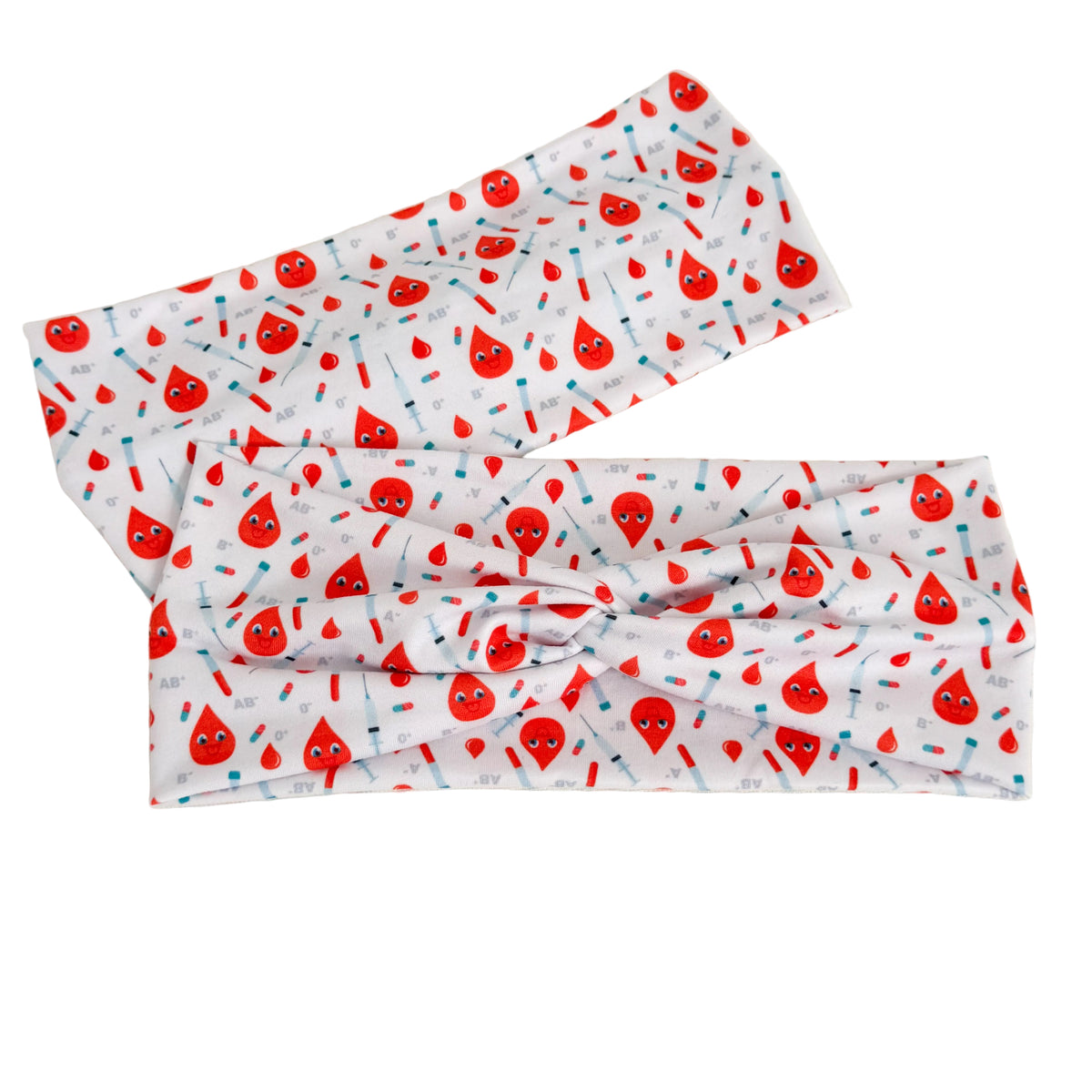 Blood Drops & Syringes Phlebotomy Headband – Handmade Gift for Phlebotomists