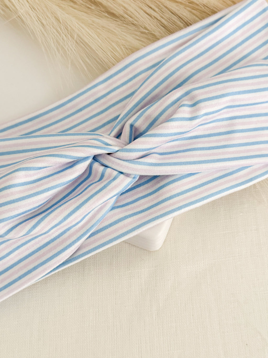 Newborn stripes print twist headband for labor & delivery nurses – handmade by Headband Studio
