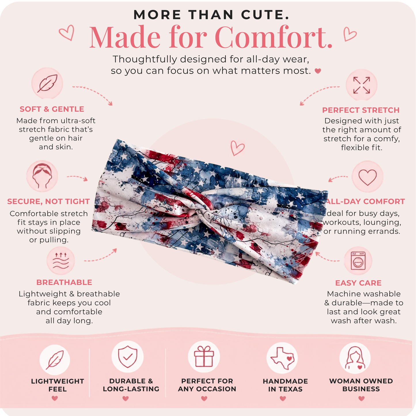 4th of July Headband | Patriotic Red White & Blue Hair Accessory