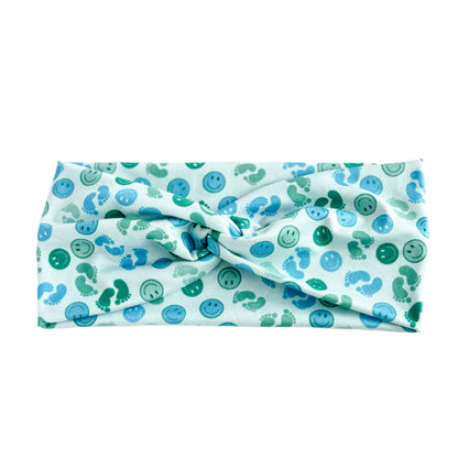 Blue Baby Feet Twist Headband Headband Studio