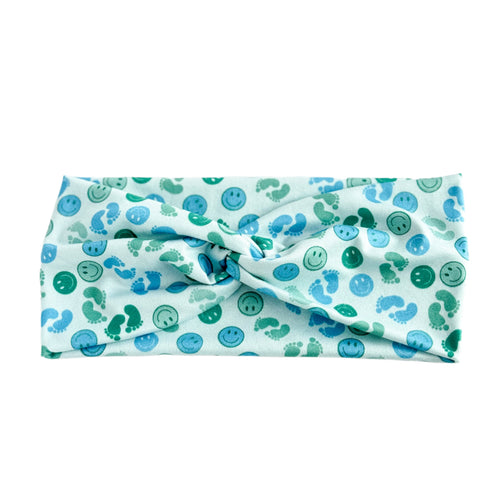 Blue Baby Feet Twist Headband Headband Studio