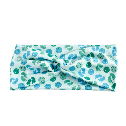 Blue Baby Feet Twist Headband Headband Studio