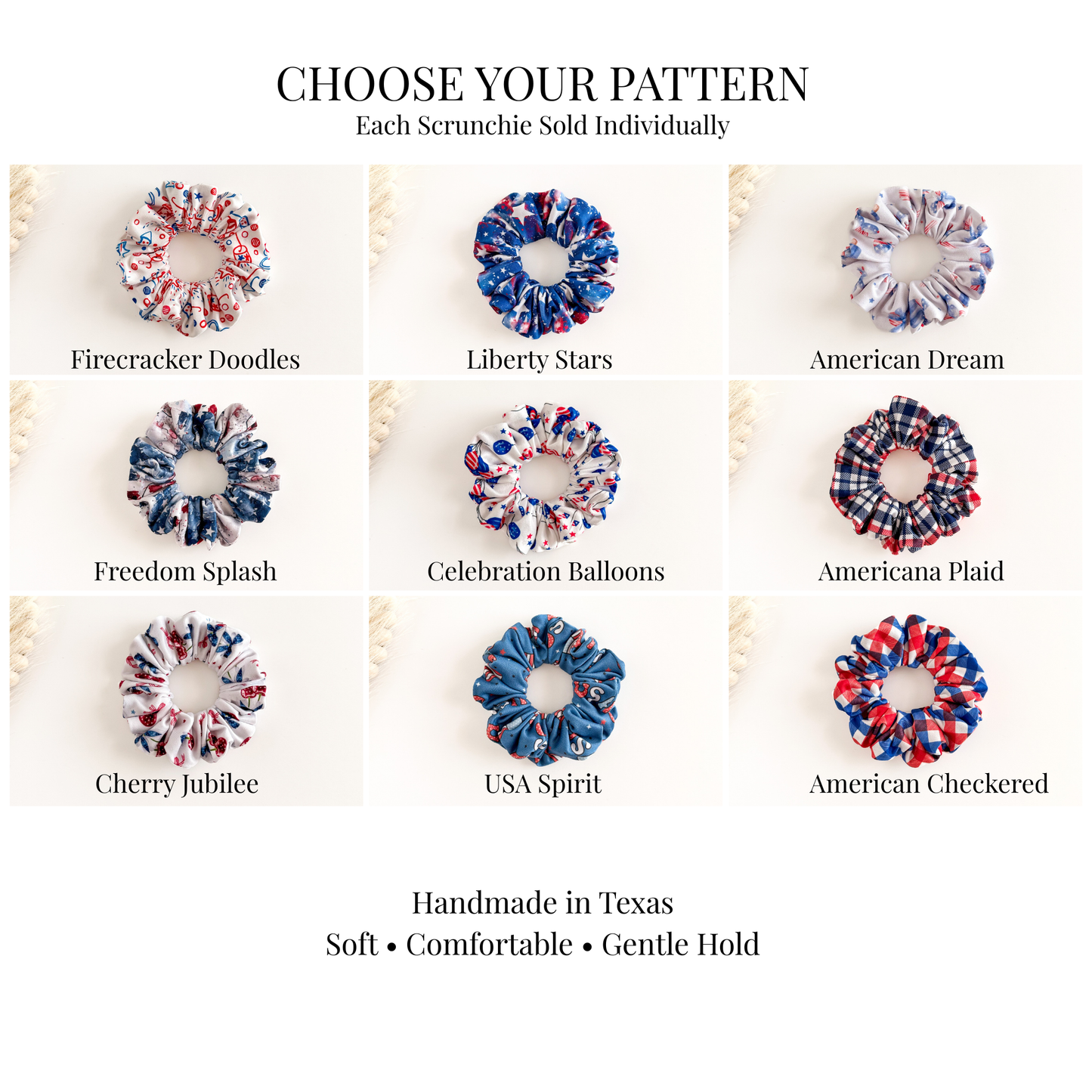 4th of July Scrunchies | Handmade Patriotic Hair Accessories