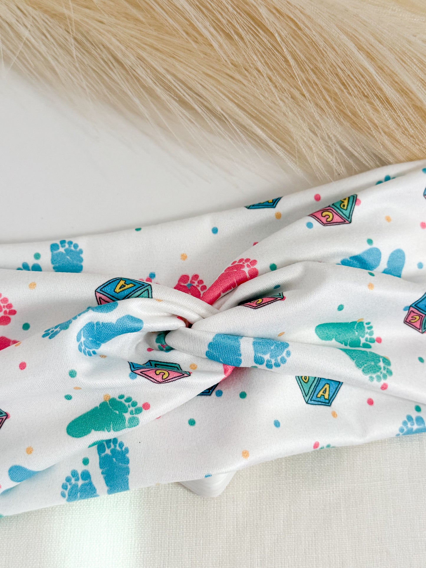 L&D Baby Footprint Nurse Headband – Labor & Delivery Handmade Headband