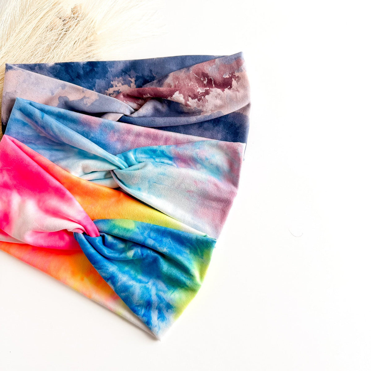 Tie-dye print soft stretch twist headband for women – handmade by Headband Studio