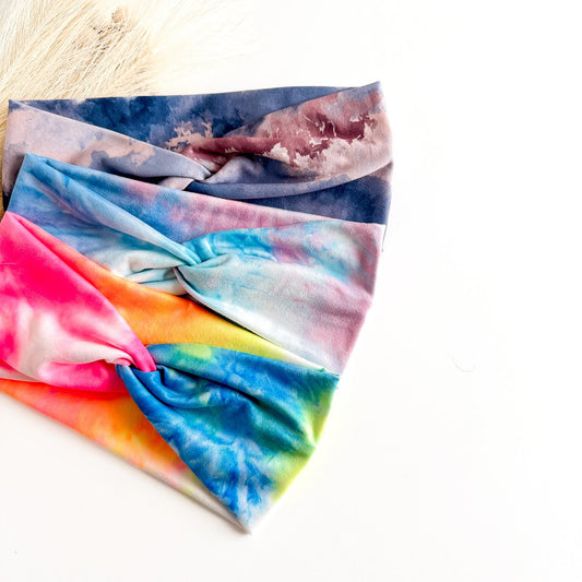 Tie-Dye Twist Headbands for Women – Handmade Soft Stretch Headbands