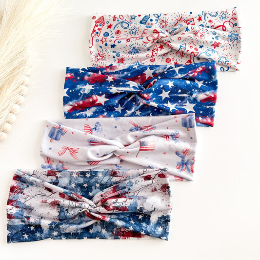 4th July Headband: Red White Blue Patriotic Hair Accessory