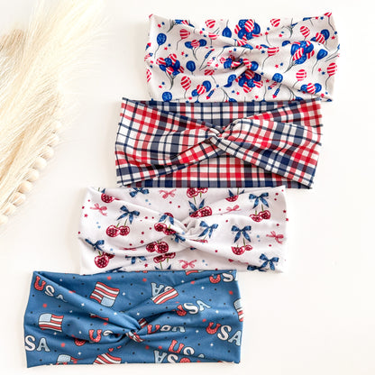 4th July Headband: Red White Blue Patriotic Hair Accessory