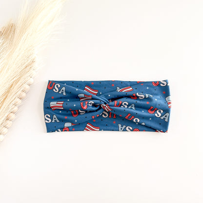 4th July Headband: Red White Blue Patriotic Hair Accessory
