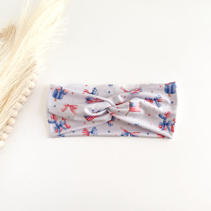 4th July Headband: Red White Blue Patriotic Hair Accessory