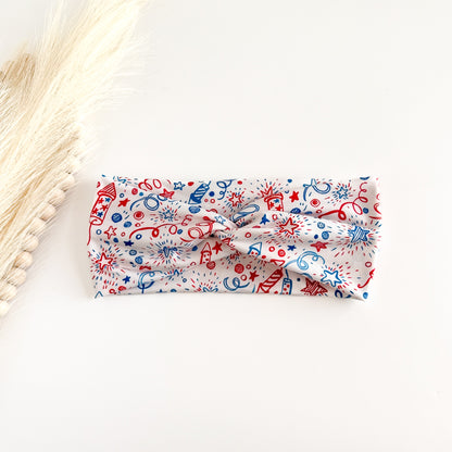4th July Headband: Red White Blue Patriotic Hair Accessory