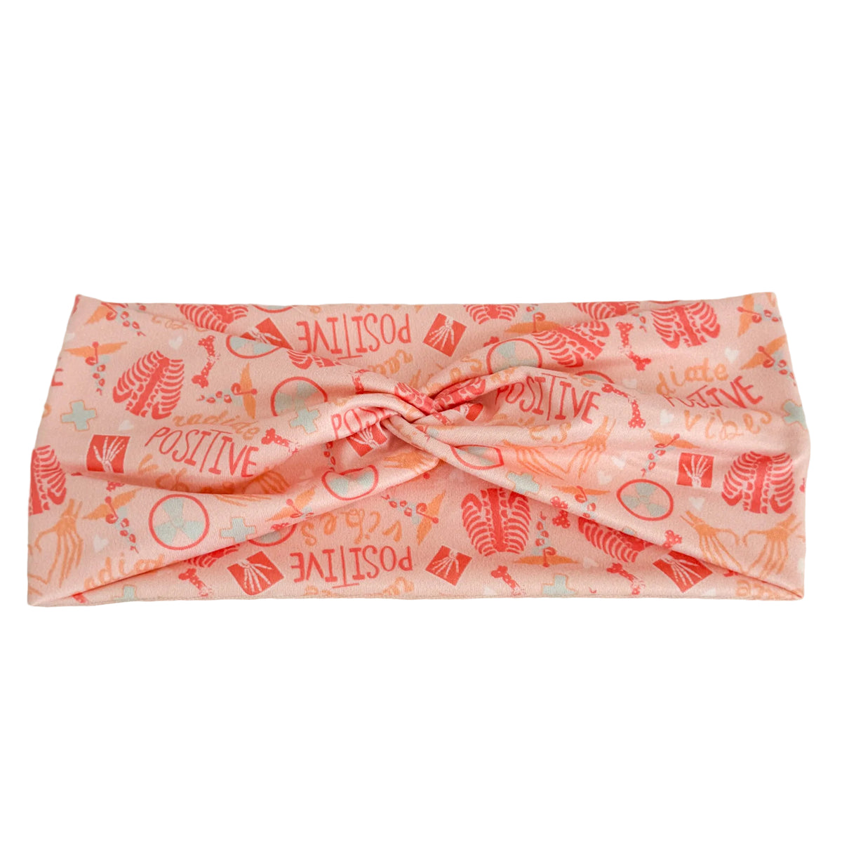 Radiology-print twist headband for X-ray, CT & MRI techs – handmade by Headband Studio