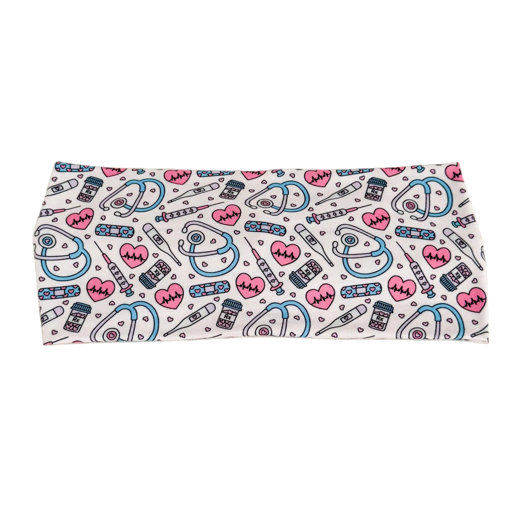 Pink twist headband for nurses – soft, non-slip, handmade by Headband Studio