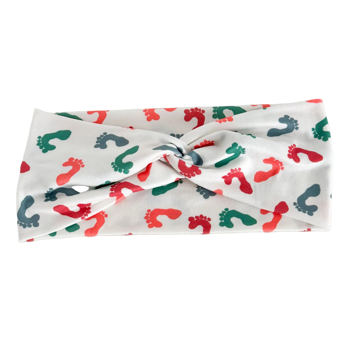Baby feet print twist headband for labor & delivery and NICU nurses – handmade by Headband Studio