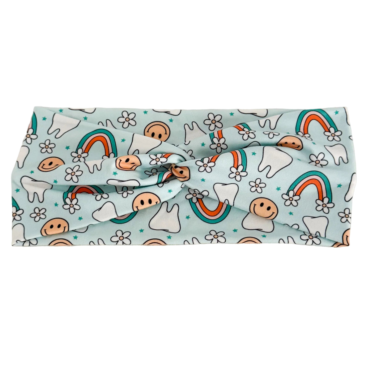 Retro dental print twist headband for dentists and hygienists – handmade by Headband Studio