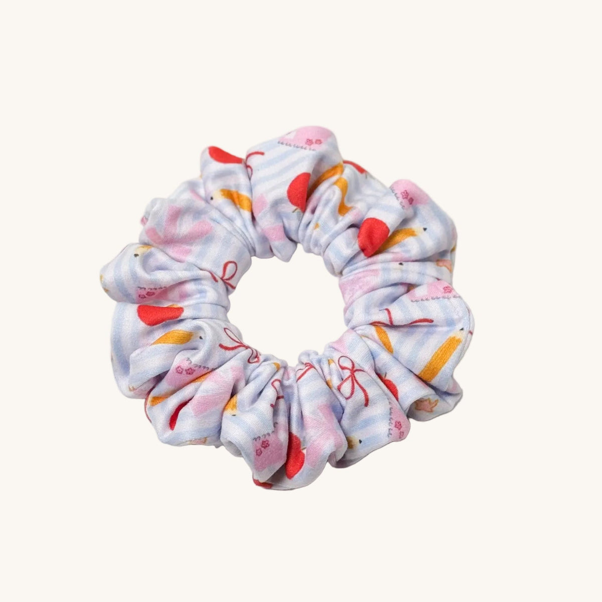 Blue stripe school-print scrunchie for teachers – handmade by Headband Studio