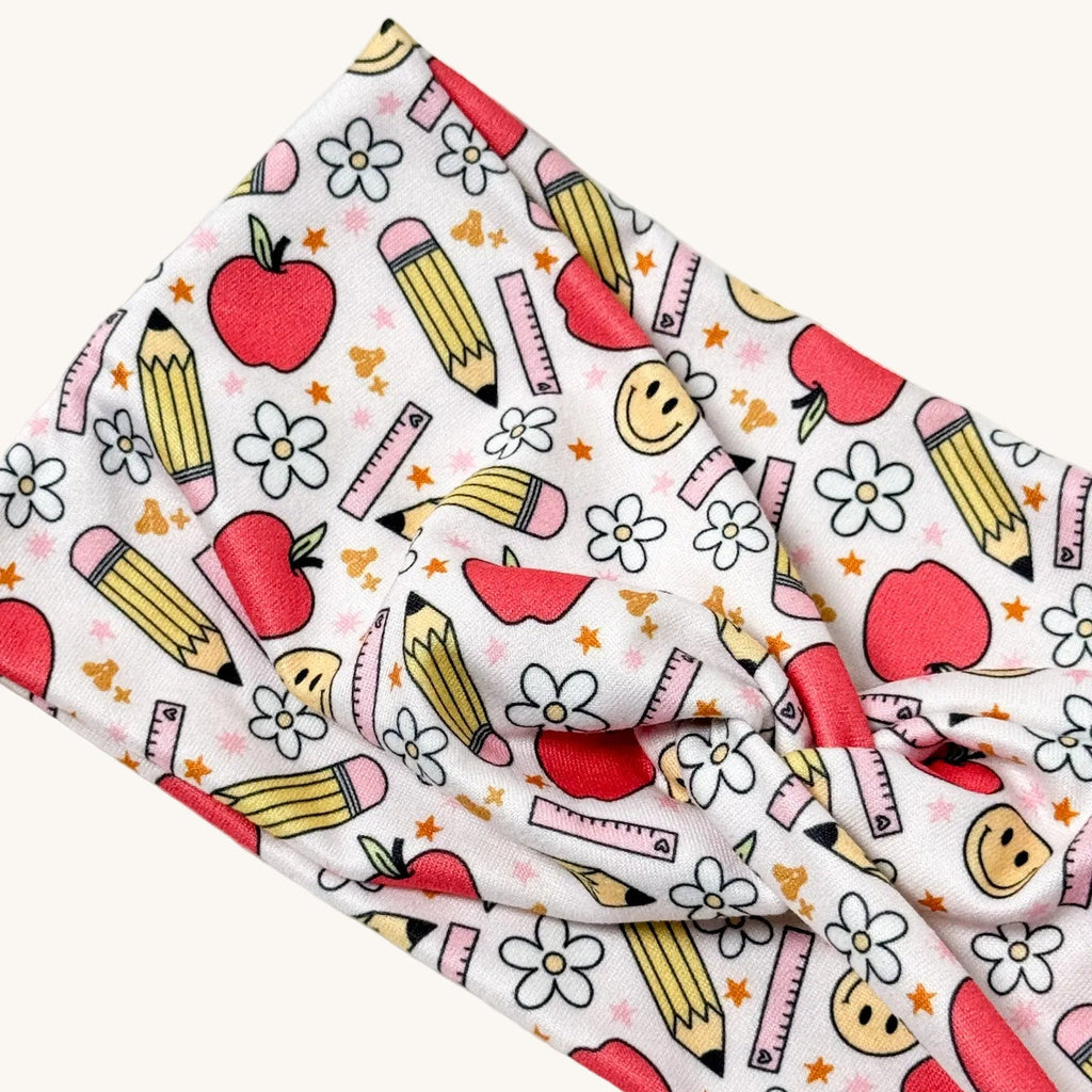 Pink Apple Pencil Knotted Headband