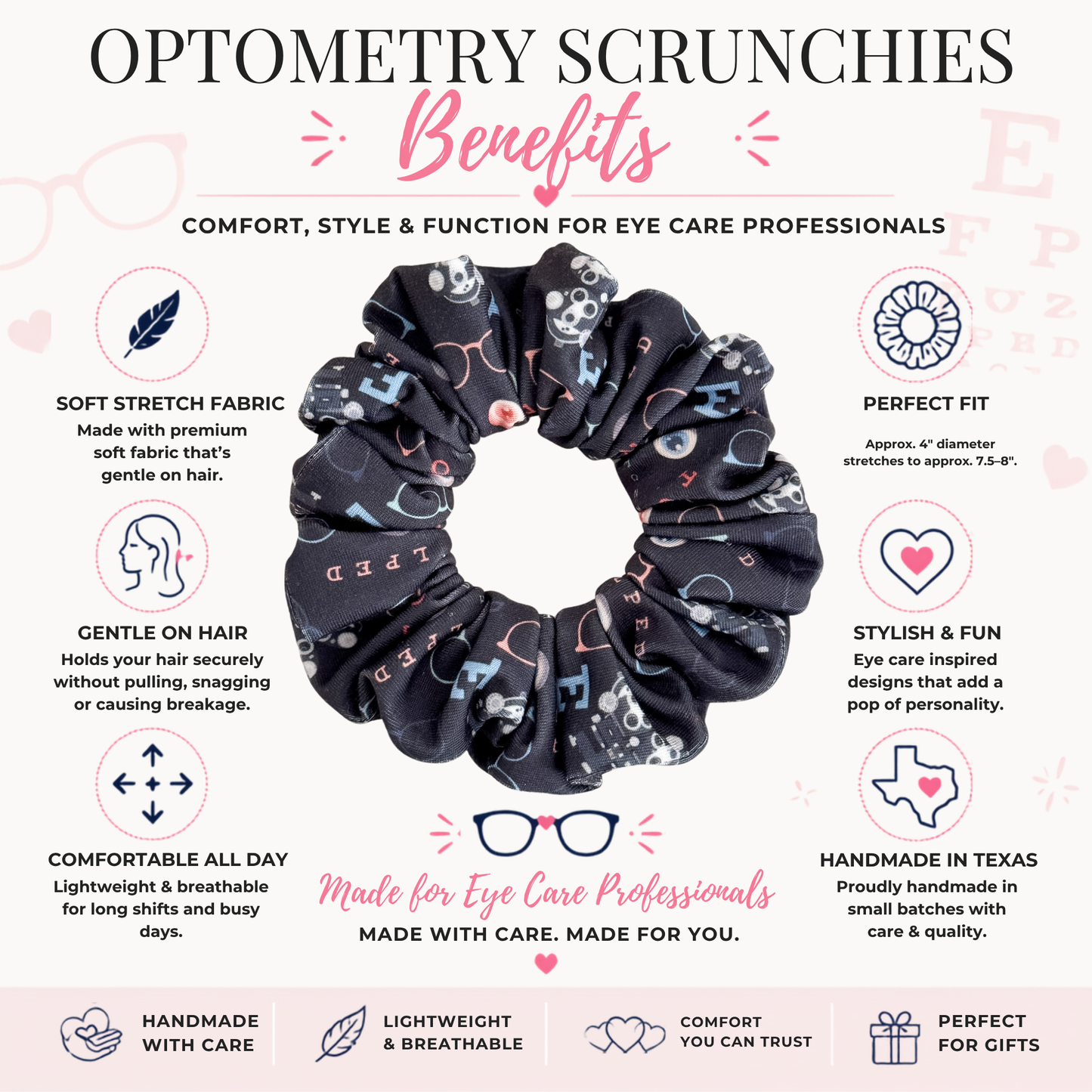 Optometry Scrunchies – Handmade Eye Care Hair Accessories