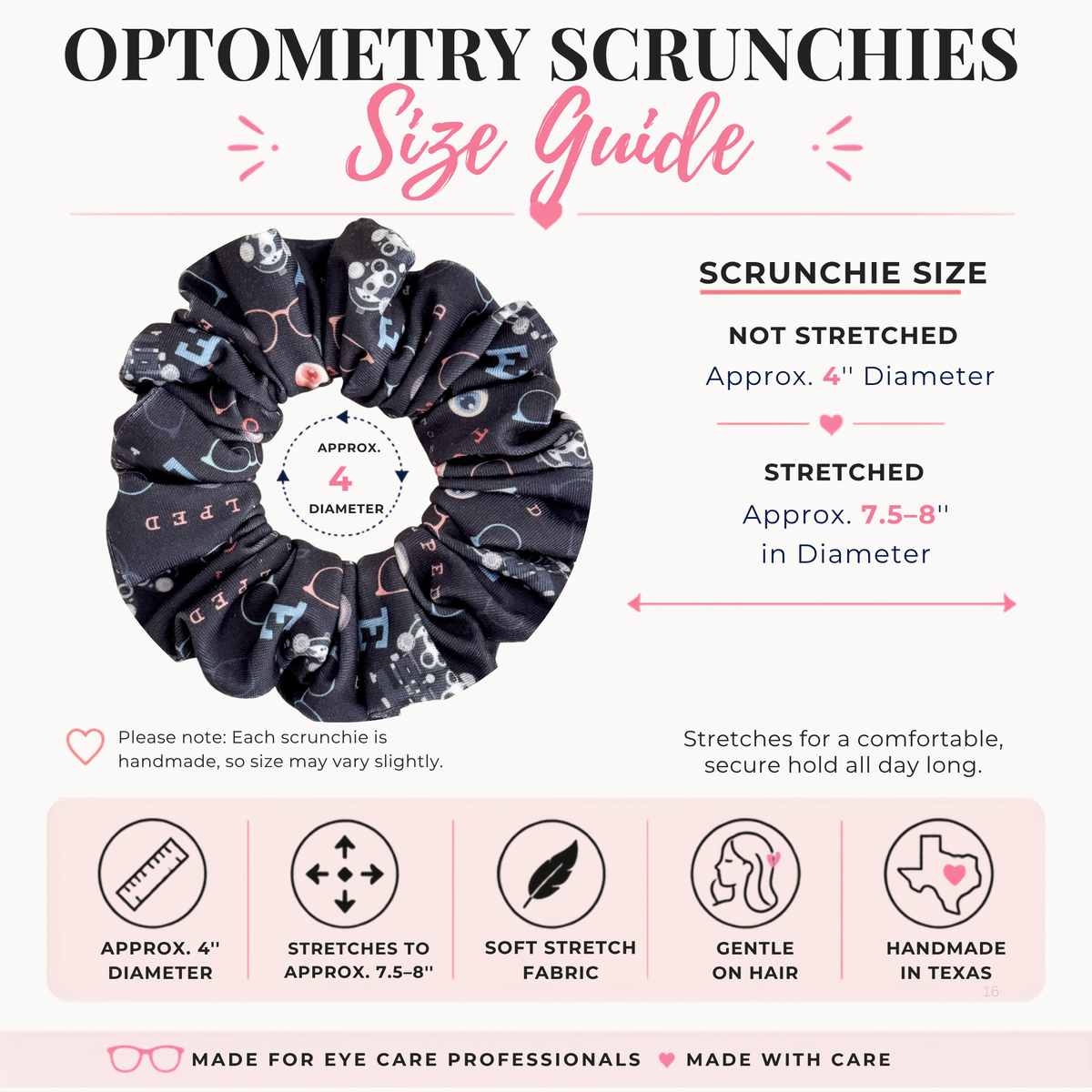 Optometry Scrunchies – Handmade Eye Care Hair Accessories