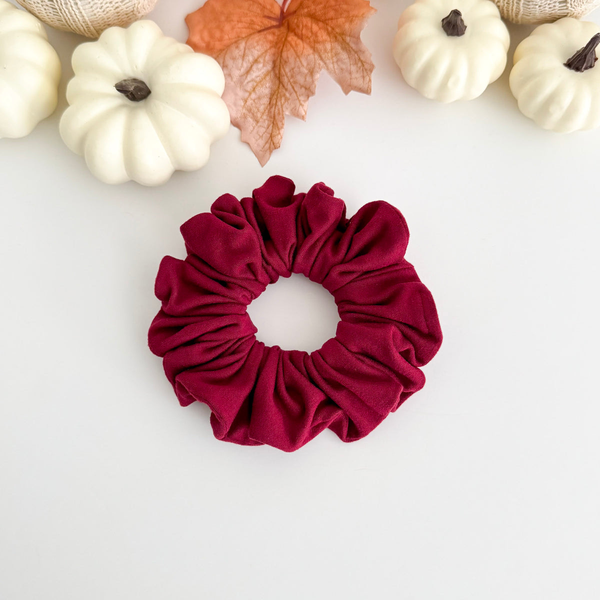 Burgundy solid scrunchie in deep wine red
