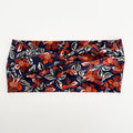 Fall Floral twist headband with rust flowers and leaves on navy