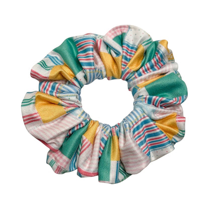 Headband Studio pastel patchwork print scrunchie made from soft double brushed polyester for healthcare professionals.