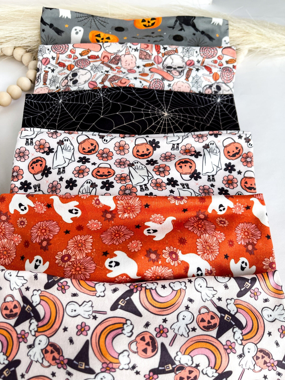 Halloween Knotted Tie Headband, Festive Print Head Scarf Headband Studio