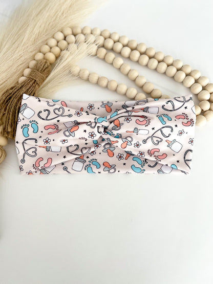 NICU Nurse Twist Headband: Fun Prints, Medical Accessory Headband Studio