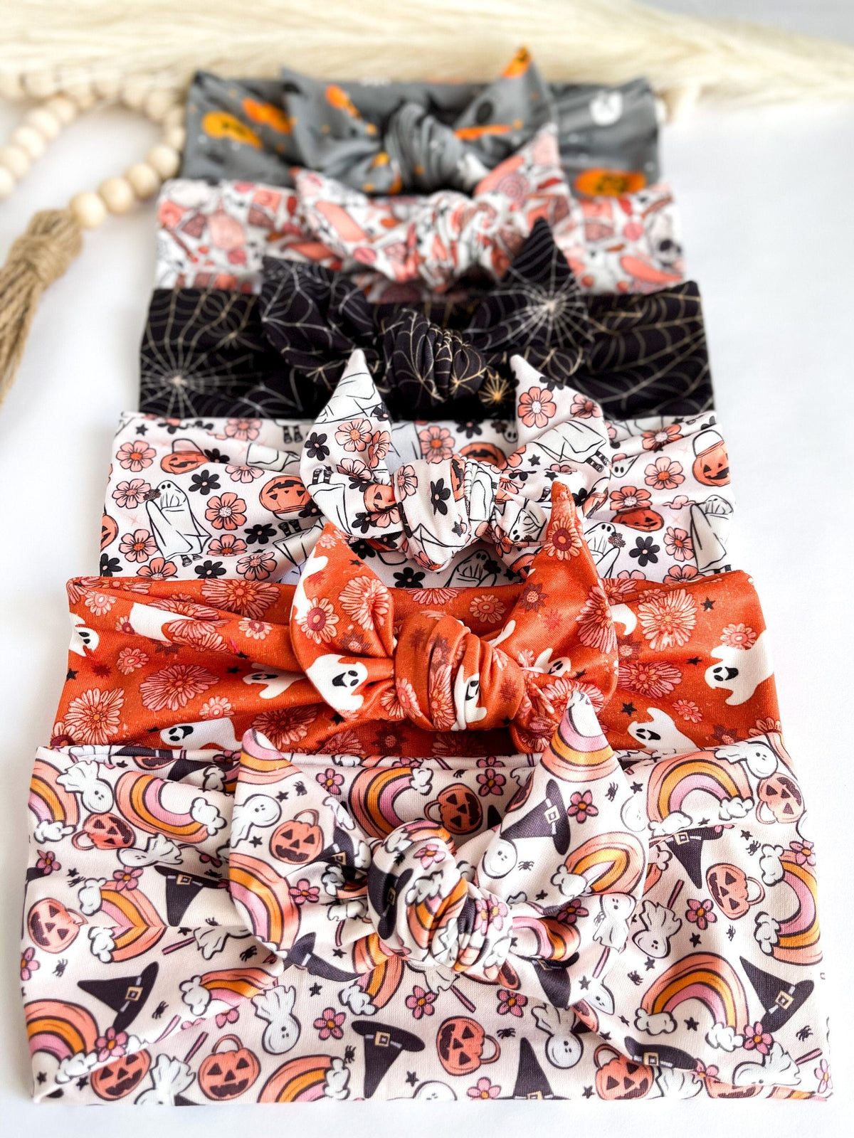 Halloween Knotted Tie Headband, Festive Print Head Scarf Headband Studio