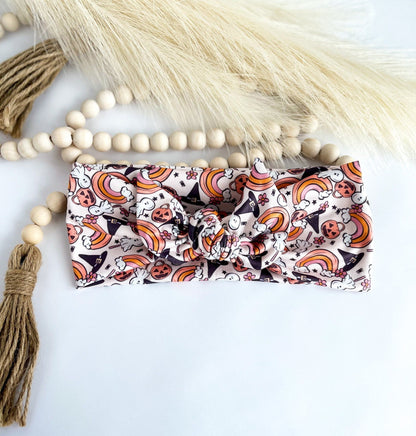 Halloween Knotted Tie Headband, Festive Print Head Scarf Headband Studio