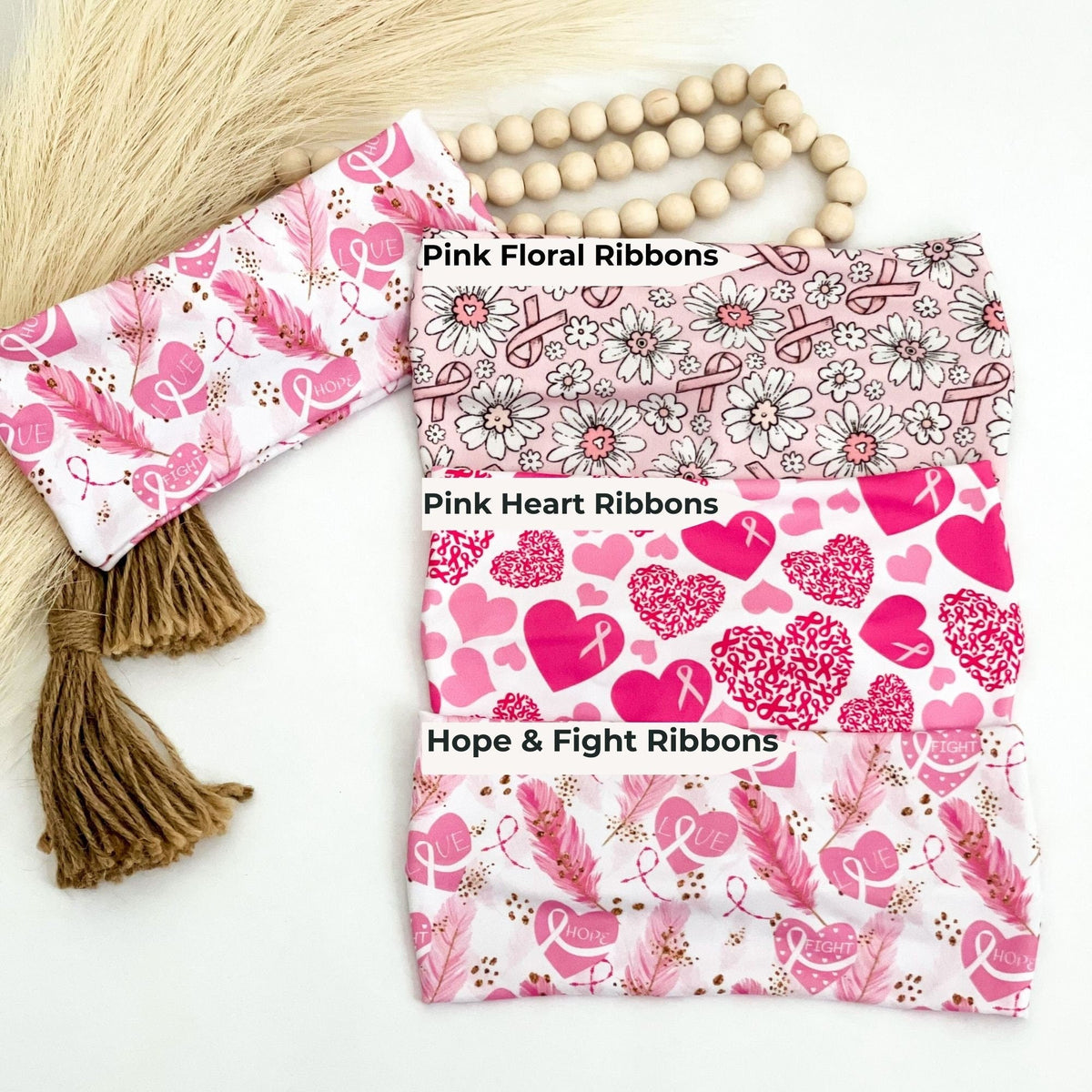 Pink Ribbon Breast Cancer Awareness Headbands for Women, Twist Soft & Stretchy Headband, Nurse Headband, Headband Studio