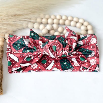 Christmas Tie Headband for Women, Holiday Festive Knotted Headband Headband Studio