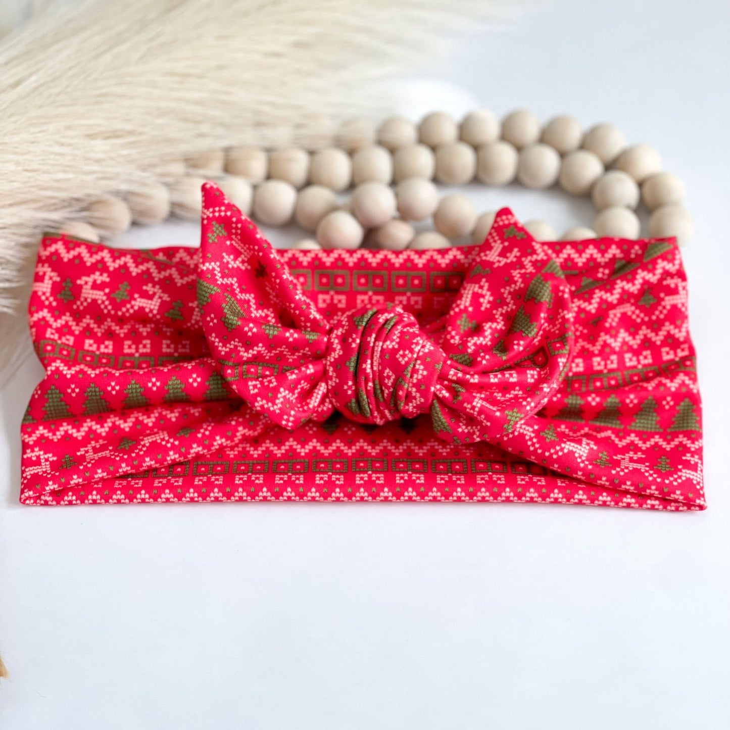Christmas Headband for Women, Candy Cane Lights, Holiday Party Self-Tie Headband Headband Studio