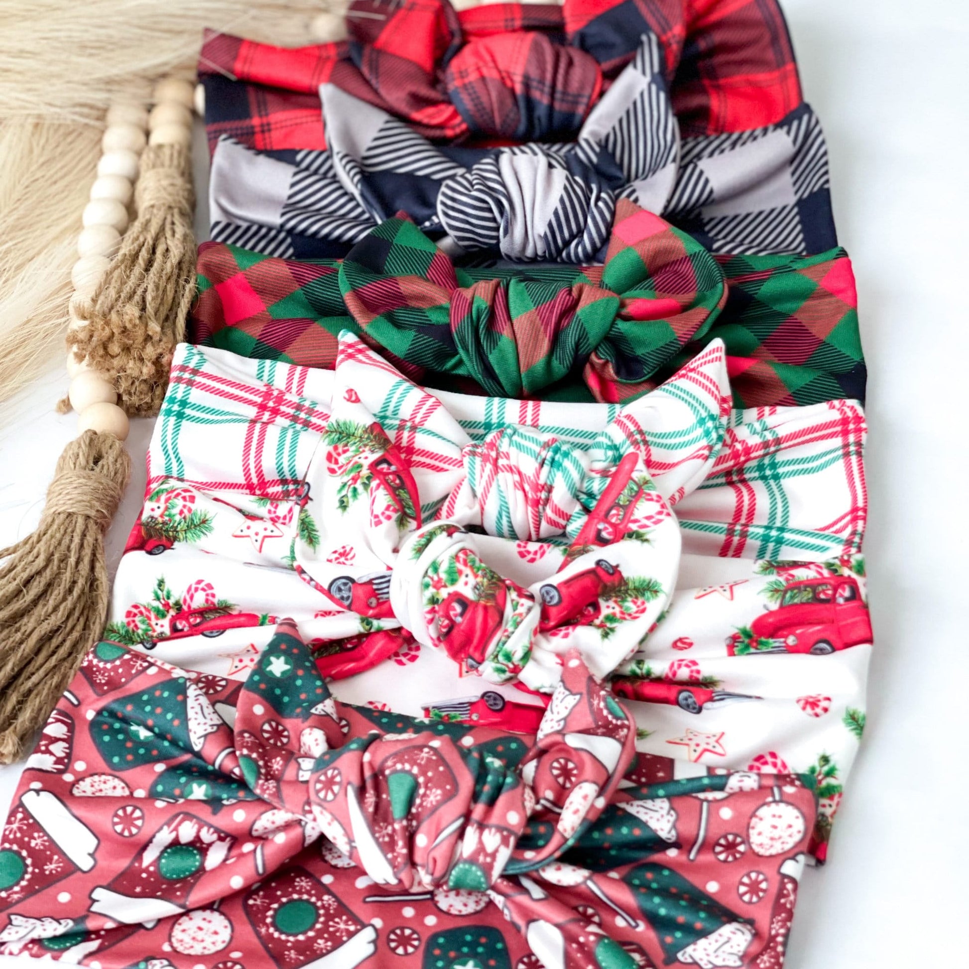 Christmas Tie Headband for Women, Holiday Festive Knotted Headband Headband Studio