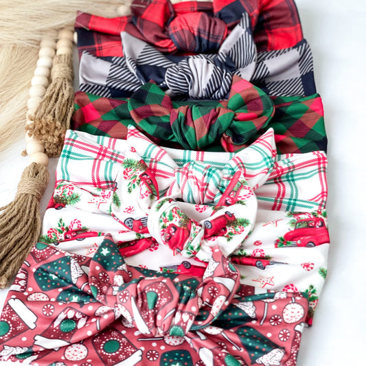 Christmas Tie Headband for Women, Holiday Festive Knotted Headband Headband Studio