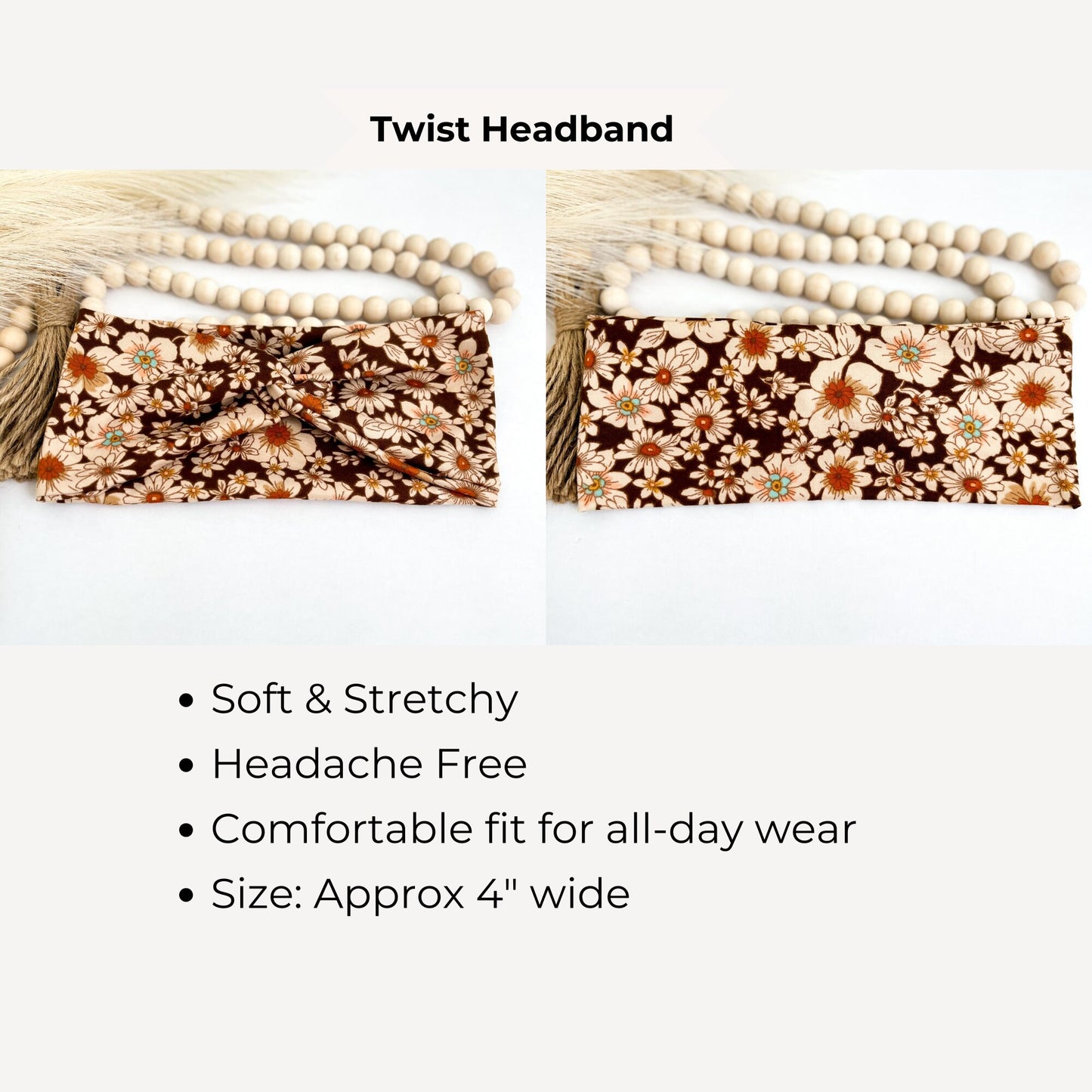 Retro Checker Twist Headbands for Women – Soft Stretch Handmade Headbands