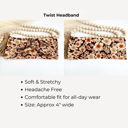 Retro Checker Twist Headbands for Women – Soft Stretch Handmade Headbands