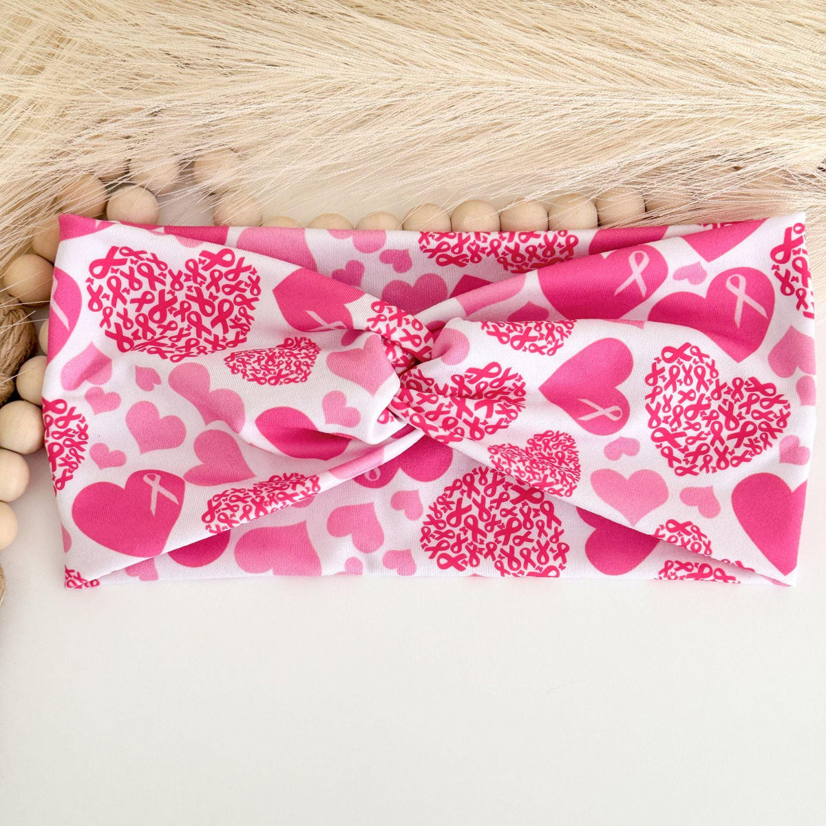 Pink Ribbon Breast Cancer Awareness Headbands for Women, Twist Soft & Stretchy Headband, Nurse Headband, Headband Studio